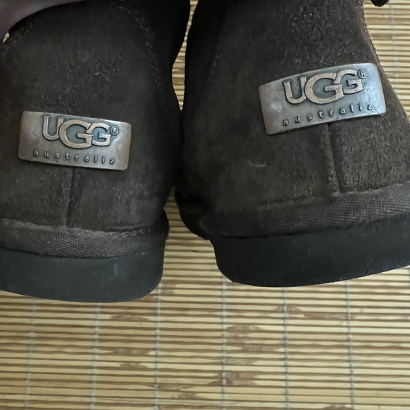 UGG Cargo Brown Suede Leather Boots Shearling Buckle Pocket - Picture 5 of 7